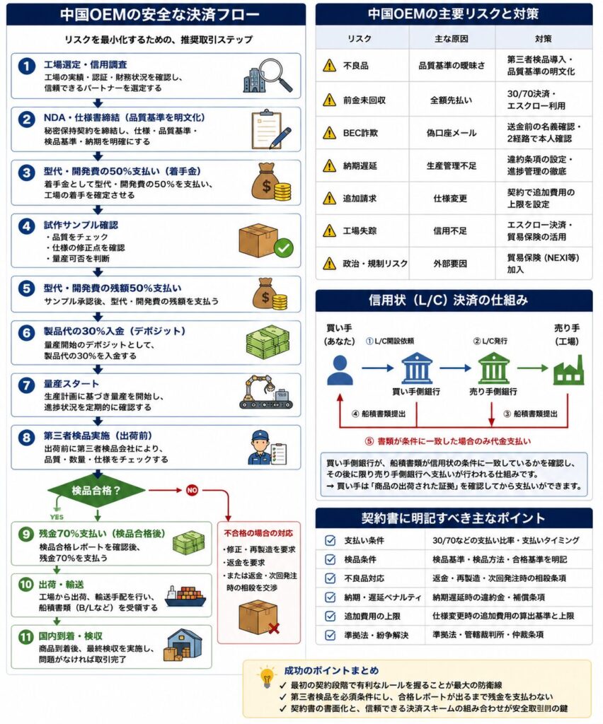 中国OEMの安全な決済フロー図