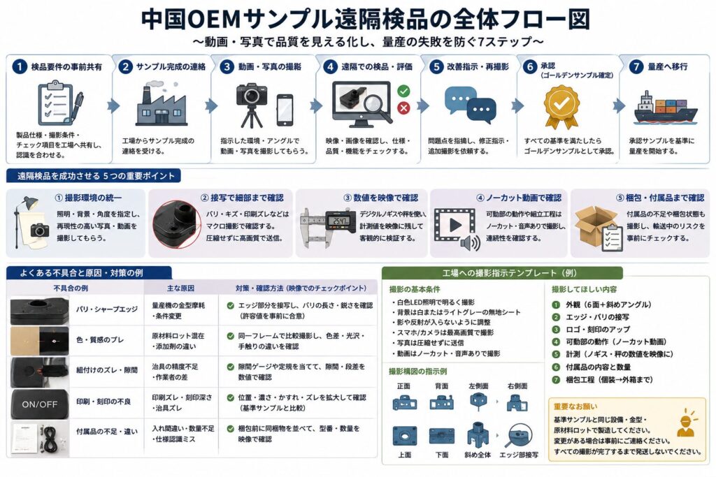 中国OEMサンプル遠隔検品の全体フロー