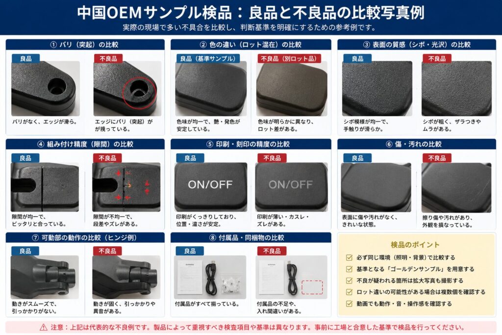 サンプルと量産の比較写真