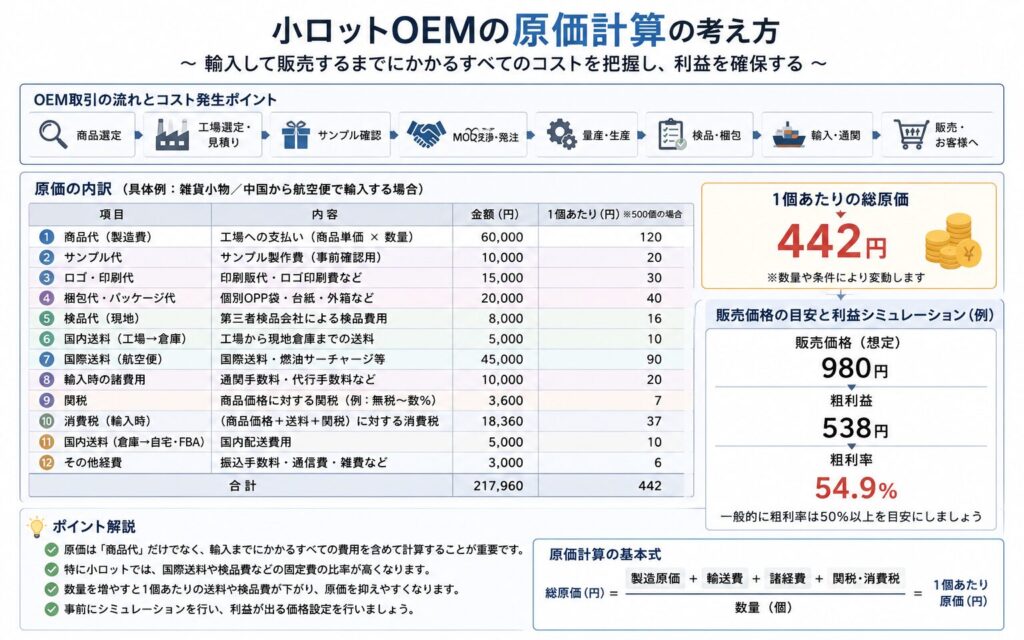小ロットOEMの原価計算例と利益シミュレーション