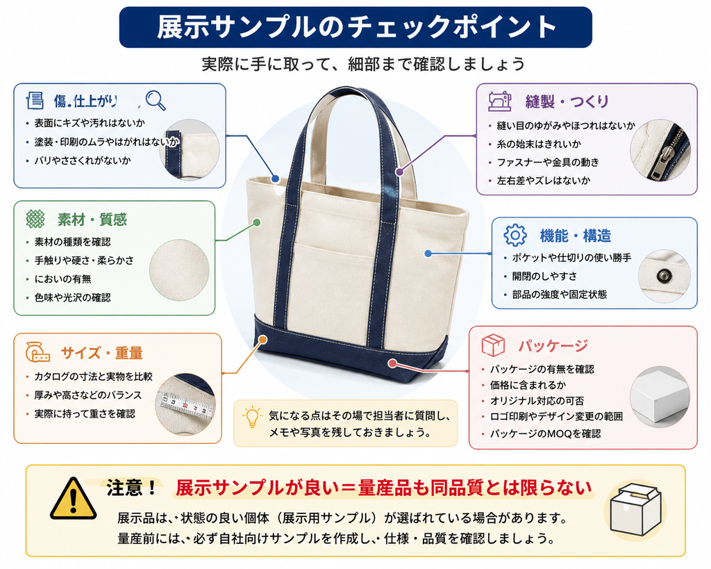展示サンプルのチェックポイントの説明画像